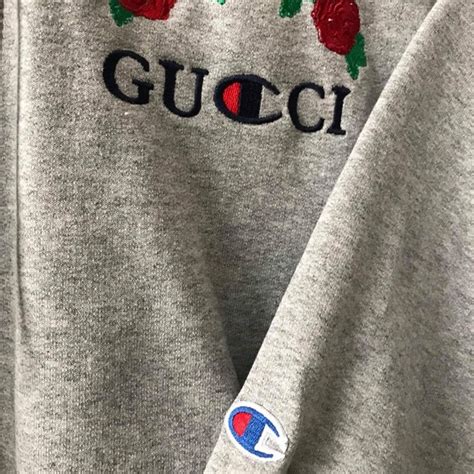 gucci champion hoodie ebay|gucci x champion embroidered hoodie.